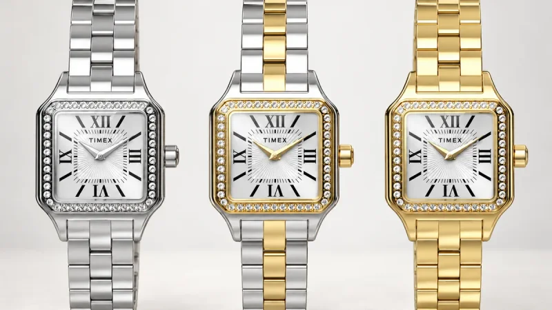 Timex Addison Terbaru Rilis: Lini Jam Tangan Kotak Mungil Bertabur Kristal dan Rantai Steel