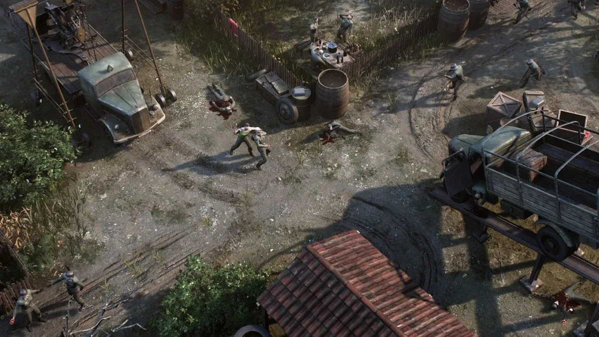 Gameplay pertempuran dalam game War Mongrels di Steam