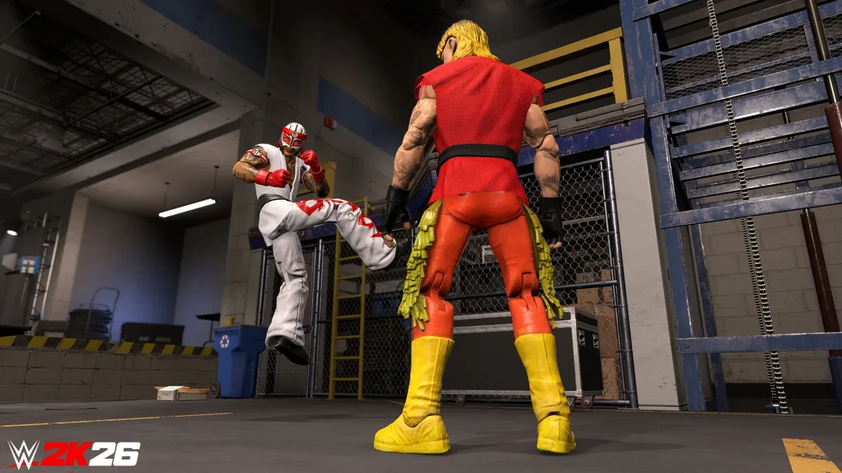Tampilan kolaborasi WWE 2K26 dengan Street Fighter